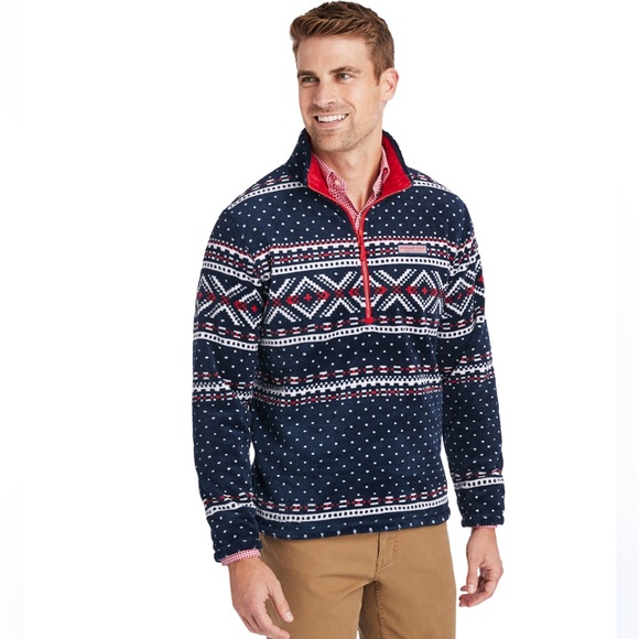 ❄️ Vineyard Vines Men’s Half Zip Fleece | Size S | Red, White & Blue Pattern - Picture 8 of 11